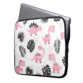 Rosa Dinosaurier: Niedliches Kindermuster. Laptopschutzhülle (Vorderseite Links)