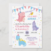 Rosa Dinosaurier Roar Birthday Girls Dino Party Einladung (Vorderseite)