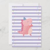 Rosa Dinosaurier Roar Birthday Girls Dino Party Einladung (Rückseite)