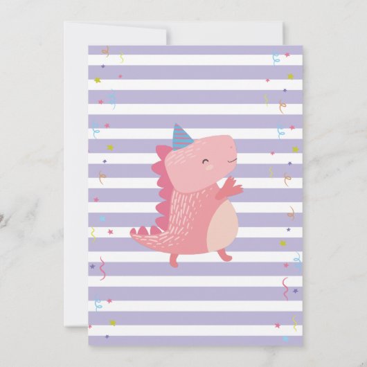 Rosa Dinosaurier Roar Birthday Girls Dino Party Einladung (Rückseite)