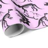 Rosa Dinosaurier-Skelettknochen! Geschenkpapier (Rolleneckpunkt)
