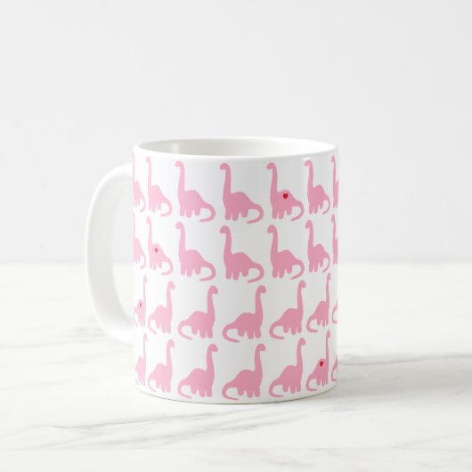 Rosa Dinosaurier-Tasse Kaffeetasse (Vorderseite Links)