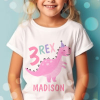 Rosa Dinosaurier Three Rex 3. Geburtstags-Party