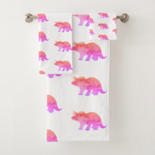Rosa Dinosaurier Triceratops Badetuch Set