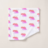 Rosa Dinosaurier Triceratops Badetuch Set (Waschlappen)