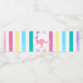 Rosa Dinosaurier und Pastellstreifen Wasserflaschenetikett (Einzelnes Label)