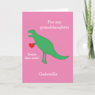 Rosa Dinosaurier Valentinstag-Karte Karte