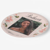 Rosa-Diplom-Foto-Abschluss Pappteller (Schrägansicht)