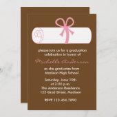 Rosa Diploma Abschluss - Einladungen (Vorne/Hinten)