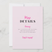 Rosa Disco 70's Hens Party Einladung (Rückseite)