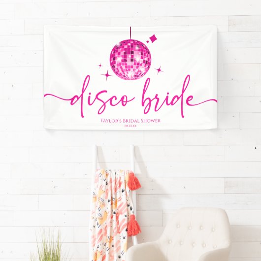 Rosa Disco Ball Disco Bridge Brautparty Banner (Insitu)
