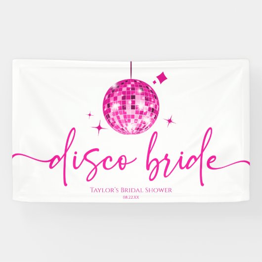 Rosa Disco Ball Disco Bridge Brautparty Banner (Horizontal)