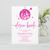 Rosa Disco Ball Disco Bridge Brautparty Einladung (Stehend Vorderseite)