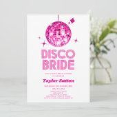 Rosa Disco Ball Disco Bridge Brautparty Einladung (Stehend Vorderseite)