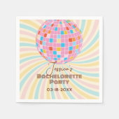 Rosa Disco Ball Retro Groovy Junggeselinnen-Abschi Serviette (Vorderseite)