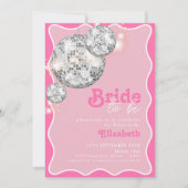Rosa Disco Ball Sparkle Bridge Party Design Einladung (Vorderseite)