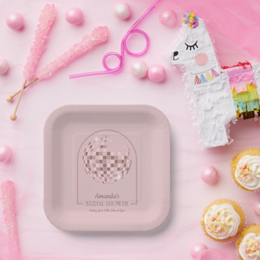 Rosa Disco Boogie Brautparty Pappteller (Party)