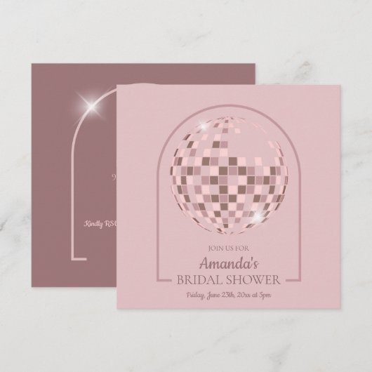 Rosa Disco Boogie Bridal Dusche Einladung (Vorne/Hinten)