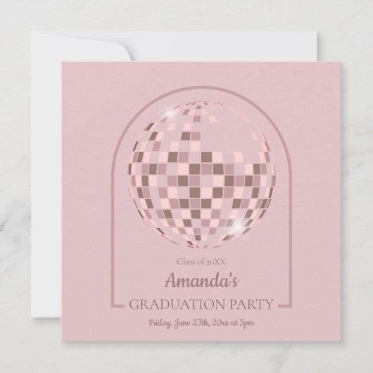 Rosa Disco Boogie Graduierungsparty Einladung (Vorderseite)
