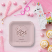Rosa Disco Boogie Kinderdusche Pappteller (Party)