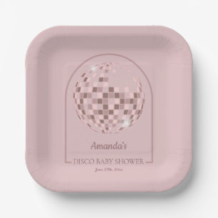 Rosa Disco Boogie Kinderdusche Pappteller