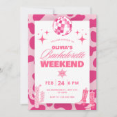 Rosa Disco Cowgirl am Wochenende Einladung (Vorderseite)