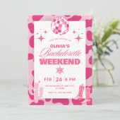 Rosa Disco Cowgirl am Wochenende Einladung (Stehend Vorderseite)