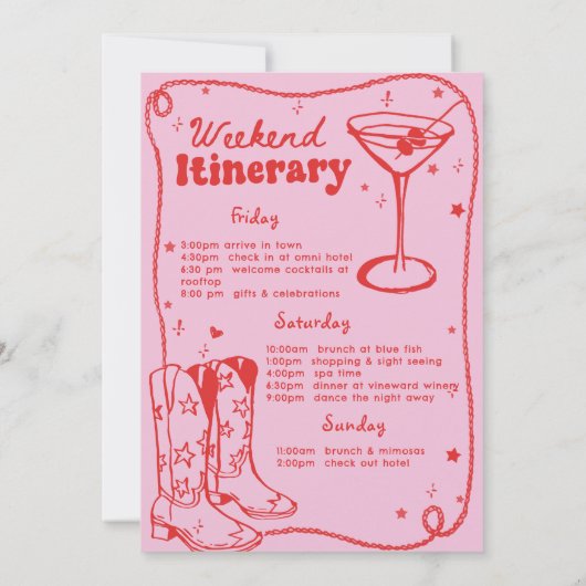 Rosa Disco Cowgirl Bachelorette Einladung (Rückseite)