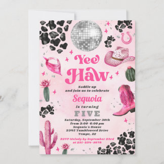 Rosa Disco Cowgirl Geburtstagsfeier Einladung