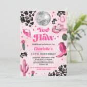 Rosa Disco Cowgirl Geburtstagsfeier Einladung (Stehend Vorderseite)