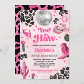 Rosa Disco Cowgirl Geburtstagsfeier Einladung (Vorne/Hinten)