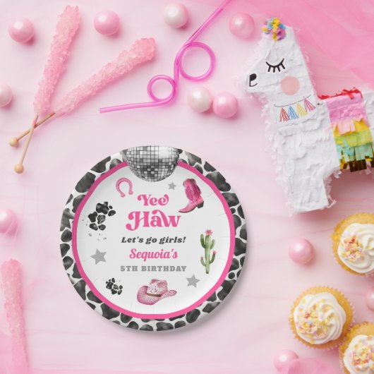 Rosa Disco Cowgirl Party Papierplatte Pappteller (Party)