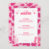 Rosa Disco Cowgirl Retro Wedding Menu Cards Menükarte (Vorne/Hinten)
