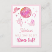 Rosa Disco Cowgirl Rodeo Be my Flower Girl Begleitkarte (Vorderseite)