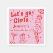 Rosa Disco Cowgirl Rodeo Junggeselinnen-Abschied Serviette (Vorderseite)