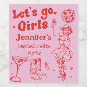 Rosa Disco Cowgirl Rodeo Junggeselinnen-Abschied Weinetikett (Einzelnes Label)