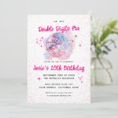 Rosa Disco | Doppel-Ziffer 10. Geburtstag Einladung (Stehend Vorderseite)
