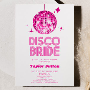 Rosa Disco-Kugel Disco-Braut Brautparty Einladung