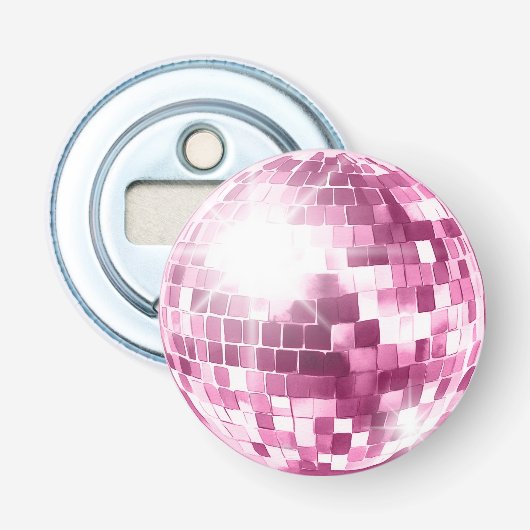 Rosa Disco-Kugel Flaschenöffner (Vorderseite)