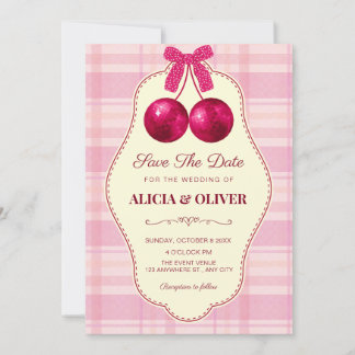 Rosa Disco-Kugel-Hochzeit Save The Date
