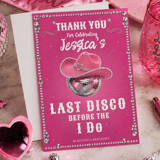 Rosa Disco-Kugel Junggesellinnenabschiedsparty Dankeskarte