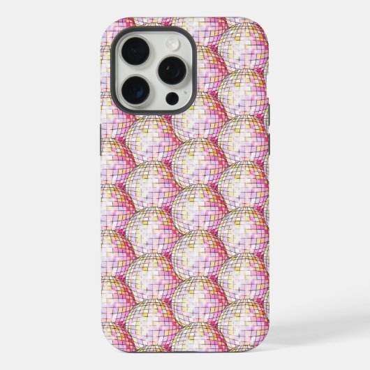 Rosa Disco-Kugel-Muster iPhone Hülle (Rückseite)