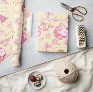 Rosa Disco-Kugel-Weihnachtspapier Geschenkpapier