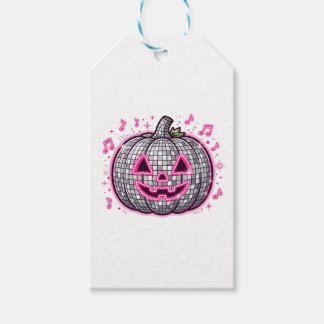 Rosa Disco-Kürbis-Halloween-Party-Teller Geschenkanhänger