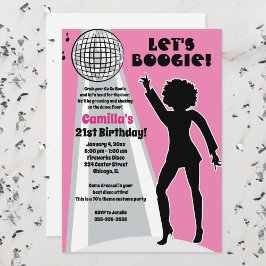 Rosa Disco Party Frauen Geburtstagsboogie Einladung