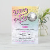 Rosa Disco Party Geburtstag Einladung (Stehend Vorderseite)
