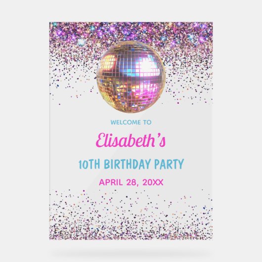 Rosa Disco-Trendy in meinen zweistelligen Ära zum Acrylschild (Vorderseite)