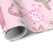 Rosa Disco-Western-Cowgirl-Muster Geschenkpapier (Rolleneckpunkt)