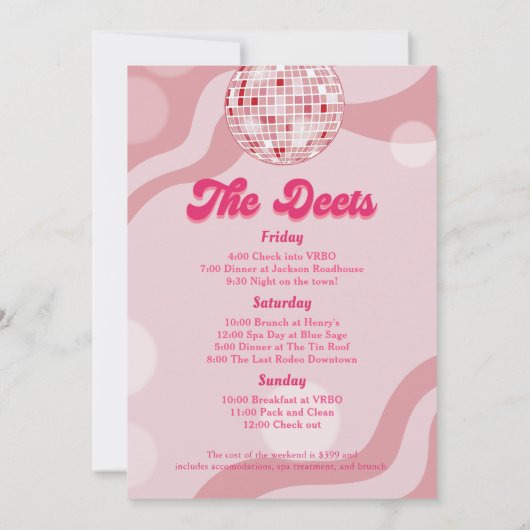 Rosa Disko Ristorante da Enzo Einladung (Rückseite)