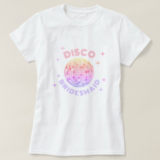 Rosa Diskothek Ball 70er Bachelorette Diskothek T-Shirt (Design vorne)